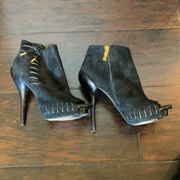 Versace black suede peep toe bootie - Picture 4 of 12